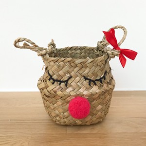 Cestas de regalo de paja de algas marinas con diseño de renos navideños, cestas de almacenamiento, suministro directo del productor - Product Image 3