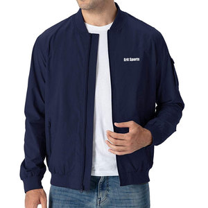 Wholesale High Quality Men's Winter Bomber Jacket <b>Stand</b> Collar & Front Logo Breathable & Eco-Friendly Nylon/Polyester Fabric - Product Image 1