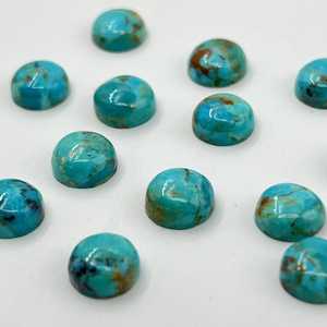 Turquoise bleu Mohave, forme ronde, cabochon, pierre précieuse non montée pour la création de bijoux - Product Image 3