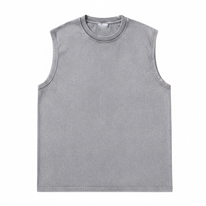 ODM Men Street Style Hip Hop Tank Top Custom Graphic Print 100% Soft Cotton Polyester Casual Sporty Sleeveless TankTops Tee - Product Image 2