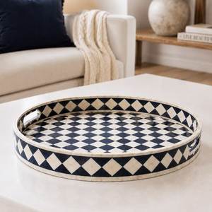 Wholesale Bone Inlay <b>Mirrored</b> Finish Modern Luxury Design <b>Rectangle</b> Shaped Serving Tray for Kitchen and Hotels Use - Product Image 5