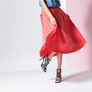 ODM Jupe Femme Tendance Rouge Longueur Mollet Taille Élastique - Product Image 5