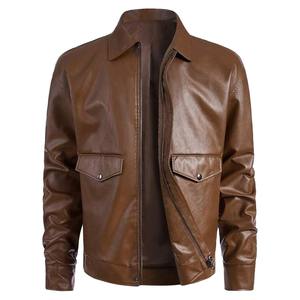 High Quality Stylish Waterproof Eco-Friendly <b>Leather</b> <b>Jacket</b> Men OEM Wholesale Comfortable Stand Collar <b>Winter</b> Casual - Product Image 1