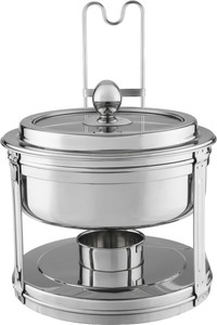 Plat à chafing rond en acier inoxydable avec finition poli miroir, chauffe-plats de buffet avec support de couvercle pour hôtels, restaurants, traiteurs et événements - Product Image 2