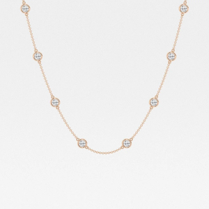 Collar con 3 Diamantes Redondos Cultivados en Laboratorio, Joyería de Moda para Mujer, Cadena Elegante y Brillante para Uso Diario - Product Image 3