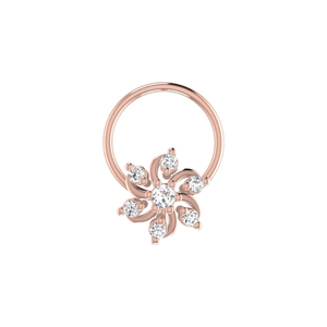AJRETAIL - Piercing de Nariz Clásico para Mujer, Oro de 14K, Pétalos Danzantes, Corte Brillante Redondo, 0.06ct - Product Image 3