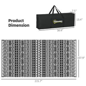 Tappeto da Esterno Reversibile con Design Geometrico Bianco e Nero 9FT X 18FT in Plastica Impermeabile con Borsa per il Trasporto - Product Image 3