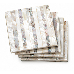 Round Mother of Pearl <b>Coasters</b> Set Handcrafted Natural Shell Inlay <b>Drink</b> <b>Coasters</b> Eco-friendly Table Protection Mats for Home - Product Image 2