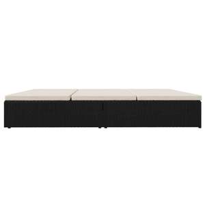 Chaise longue double pour patio en rotin PE noir, lit de repos extérieur - Product Image 6