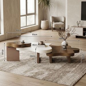 Table basse minimaliste moderne en forme de nuage avec design bicolore imbriqué pour salon, appartement, hôtel - Product Image 5