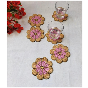 Ensemble de sous-verres perlés à motif floral personnalisable, en verre artisanal, pour accent de table de mariage, de Noël ou de fête, à prix abordable - Product Image 3