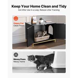 Clettiera per gatti in stile moderno custodia per mobili 27.6 \ "armadietto per lettiera nascosta in metallo con impugnatura per soggiorno camera da letto - Product Image 2