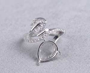 Bague semi-montée en argent sterling 925, taille poire 8x6mm, pré-découpée pour la création de bijoux DIY avec pierres précieuses - Product Image 1
