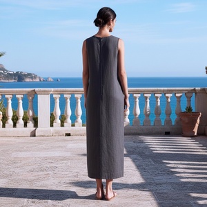 Robe ample mi-longue vintage à manches cloche en 100 % coton respirant pour femme avec poches latérales, idéale printemps-été, grandes tailles - Product Image 3