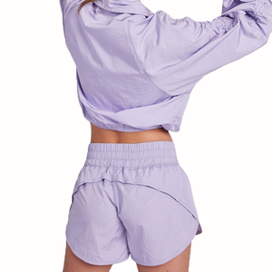 New Cropped Windbreaker <b>Jacket</b> With Matching Shorts Set Casual <b>Summer</b> Outfit For Women Lightweight Breathable Polyester Fabric - Product Image 2