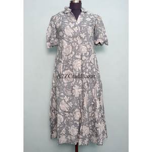 Robe midi en coton doux et respirant pour femmes, imprimé floral, designs élégants, poches, idéale pour les fêtes en plein air et les occasions spéciales - Product Image 3