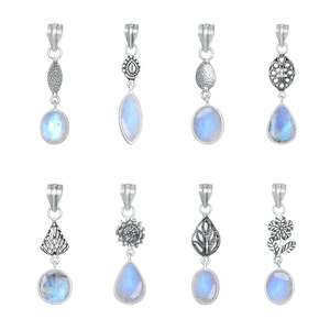 Beat Quality Rainbow Moonstone Stone 925 Sterling Silver Pendant Gemstone Silver Handmade Ethnic Style Pendant <b>Necklace</b> - Product Image 1
