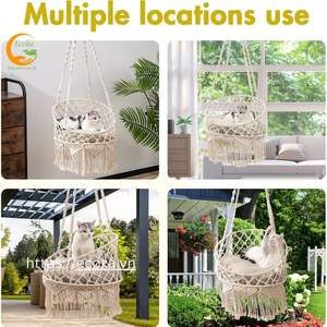 Grand Hamac Boho en Macramé pour Chat et Chien, Tissé à la Teinture, Tenture Murale à Motif Solide, Mobilier pour Animaux de Compagnie, Cadeaux d'Anniversaire pour Amoureux des Chats - Product Image 3