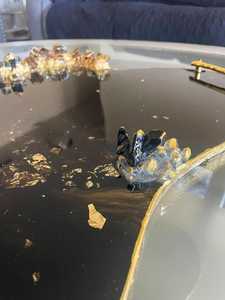 Luxury <b>Black</b> Epoxy Resin <b>Serving</b> <b>Tray</b> With Gold Leaf Design Handmade Decorative Storage <b>Tray</b> For Home Decor Hotel Restaurant Use - Product Image 2