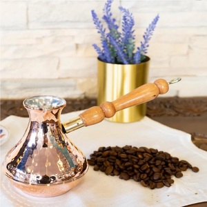 Cezve en cuivre bicolore, pot à café en cuivre rayé, pot à café en métal bicolore - Product Image 3