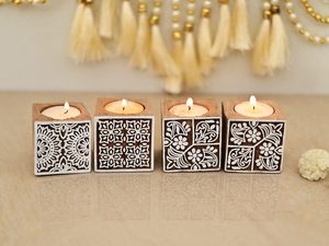 Handmade Wooden Square <b>Tea</b> Light Candle Holder Set Rustic Wooden Candle <b>Stand</b> for Home, Wedding & Event Decor Wholesale - Product Image 2