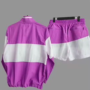 Conjunto deportivo cortavientos reflectante para hombre, con cremallera, de poliéster y nailon, chaqueta y pantalones cortos. - Product Image 3