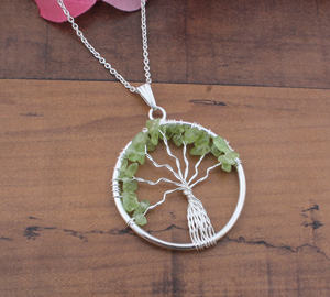 Pendentif Arbre de Vie en Citrine Naturelle Brute, Fil Plaqué Platine Fait Main Vintage, Argent Sterling 925 - Product Image 4