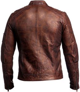 Men's Genuine Leather Biker Jacket with Zipper Closure Sherpa Lining <b>Fur</b> <b>Trim</b> Streetwear Style for Winter Season - Product Image 3