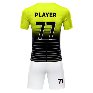 Camiseta de Fútbol para Hombre, Amarilla y Negra con Rayas Degradadas, Manga Corta, Cuello en V, Poliéster que Absorbe la Humedad, Ajustada, para Todas las Temporadas, Ropa Deportiva de Equipo - Product Image 2