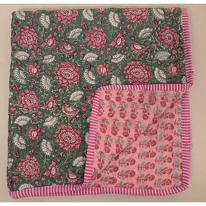 Couverture bébé réversible faite à la main, style classique, en coton à motifs floraux, couverture pour tout-petit, literie bohème pour chambre d'enfant, logo personnalisable, toutes saisons - Product Image 6