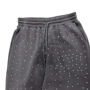 Ensemble de survêtement personnalisé avec strass, comprenant un sweat à capuche et un pantalon évasé, effet délavé, style streetwear, 2 pièces - Product Image 4