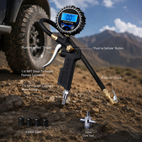 High Precision Tire Pressure Gauge Inflator Gun with Flexible Hose Quick Connect Air Chuck for Car Truck Motorcycle