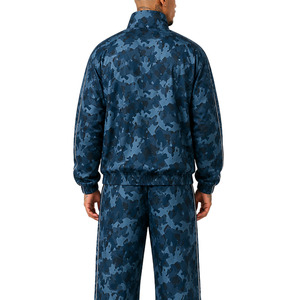 Wholesale Blue <b>Camo</b> Tracksuit Men Reflective Piping Track <b>Jacket</b> Jogger Pants Custom Streetwear Sporty Style Windbreaker Hoodies - Product Image 2