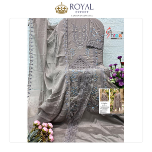 Nouvelle création de designer, qualité supérieure, tenue de mariage et de fête, ensemble Kurti Plazzo en chiffon lourd brodé pour femmes - Product Image 5