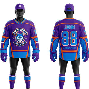 Maillot de hockey sur glace pour hommes, 225 GSM, polyester durable, panneaux contrastants vert néon, logo personnalisé en sergé thermocollé - Product Image 6