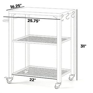 Carrello Multiuso da Esterno con Griglia e Ripiano Portaoggetti per Barbecue - Product Image 6