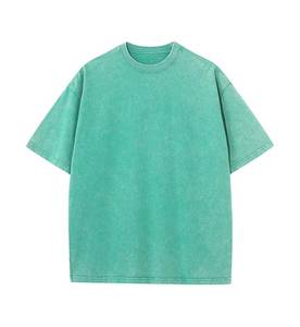 T-shirt surdimensionné en coton 100% écologique, personnalisé avec logo, effet délavé, imprimé par transfert thermique, vieilli, épais et vierge - Product Image 1