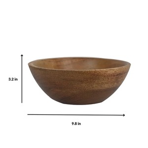 Tazón de Madera de Acacia Hecho a Mano, Acabado Natural, Diseño Wabi Sabi, Resistente al Calor, para Aperitivos, Frutas, Ensaladas, Fiestas, Sin Recubrimiento, Ecológico - Product Image 6