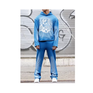 Ensemble de survêtement en molleton marron pour homme, sweat-shirt à capuche et pantalon de jogging, deux pièces, vêtements de sport d'hiver - Product Image 4