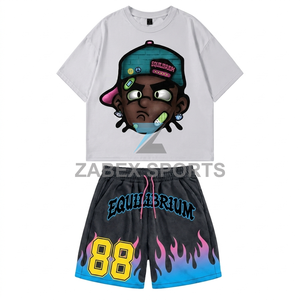 Ensemble de vêtements d'été pour hommes, t-shirt en coton décontracté à imprimé graphique et short de sport, vêtements de rue haut de gamme pour hommes - Product Image 1
