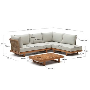Outdoor Teak Wood <b>Sofa</b> Set with Rope Weaving and Cushions – Modern Patio Lounge Set for Garden, Villa & Resort Furniture - Product Image 6