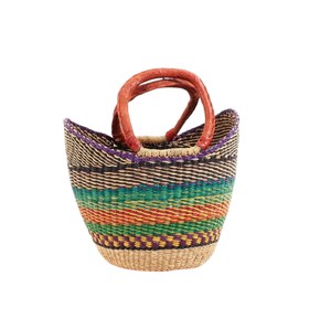 Designer Handmade Seagrass Handbags Leather Handles Colorful Stripe Woven <b>Straw</b> <b>Tote</b> <b>Bag</b> Luxury Women OEM - Product Image 1