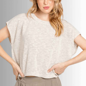 Women's Loose O Neck Women's Oversize Crop T-Shirts Lightweight Cotton Solid <b>Distressed</b> Washed Crop <b>Top</b> Women's Boxy Shirt - Product Image 3