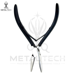 Pinzas Profesionales de Acero Inoxidable de 5.5 Pulgadas con Boca Plana para Extensiones de Cabello, Mango Negro, para Micro Anillos, Nano Beads y Extensiones de Bucle - Product Image 2