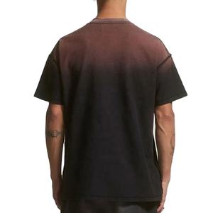 T-shirt Vintage Homme Lavé à l'Acide en Détresse 100% Coton Lourd 260 Grammes Col Côtelé Logo Surdimensionné Style Streetwear - Product Image 5