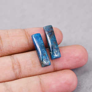Apatita azul natural de alta calidad, 6x23mm, forma rectangular, base plana, alto brillo, cabujón de piedra preciosa suelta para la elaboración de colgantes. - Product Image 6