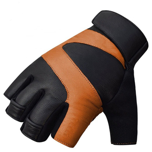 <b>Black</b> White Gold PU Leather Mesh Breathable Adjustable Wrist Strap Unisex Fitness Training Weight Lifting gym <b>gloves</b> - Product Image 6