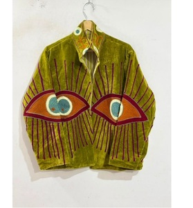 Devil Eye Suzani Embroidered <b>Velvet</b> <b>Jacket</b> <b>Women</b> Bohemian Ethnic Handmade Fashion Outerwear Statement Layering Garment Quilted - Product Image 1