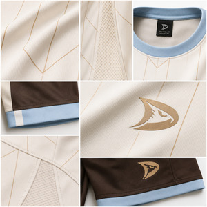Uniforme de Fútbol Personalizado para Hombre, Blanco y Marrón con Estampado Geométrico, Manga Corta, Absorbe la Humedad, Ajuste Atlético, para Todas las Temporadas - Product Image 6