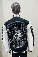 Veste universitaire Shuja Sports Team Saints, noire et blanche, brodée, style Letterman, unisexe, style preppy, 100% laine, coupe-vent